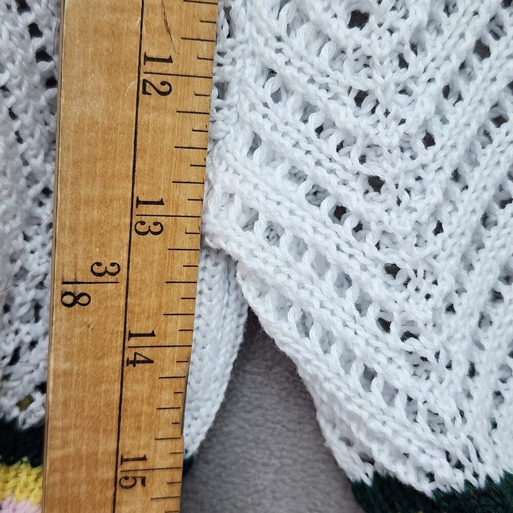 Chevron Lace Knit Shorts MED White Open Weave Sheer Boho Festival Beach Hippy - Picture 7 of 8
